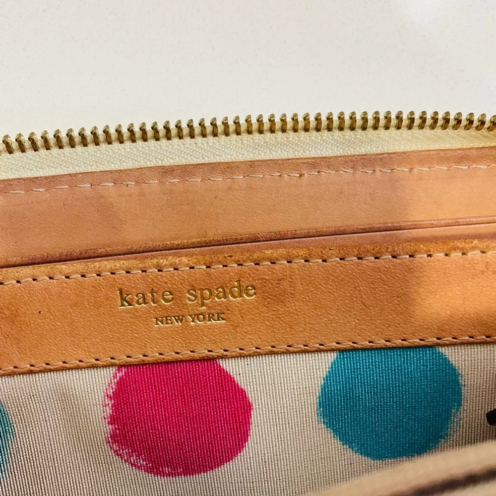 Kate Spade Bone Patent Leather Zip Around Wallet